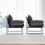 Xifan Modern Comfy Reclining Chair with 6 Angle Adjustable Backrest, Upholstered Accent Chair Fabric Living Room Lounge Chair for Reading Room - Gray, Set of 2