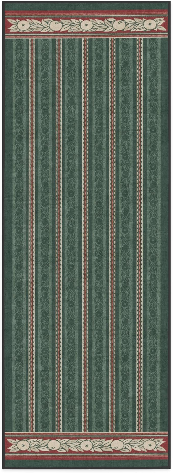 RUGGABLE x Morris & Co Machine Washable Christmas Runner Rug – Fruit Stripe Spruce Green 2.5x7, Stain-Resistant, Non-Slip –Washable Rug for Hallway, Entryway, Living Room & Kitchen–with Cushioned Pad