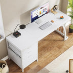 Tribesigns Computer Desk with 3 Drawers, 59-Inch PC Desk with Reversible Drawers, Industrial Study Writing Table Workstation with File Storage for Home Office, White
