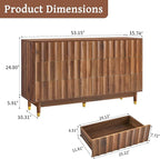 Fluted 6 Drawer Dresser, 53" Wide Modern Storage Chest of Drawers, Wood Drawer Organizer for Bedroom, Living Room, Hallway