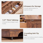 T4TREAM Farmhouse 7 Drawers Dresser for Bedroom, 54" Wide Wood Rustic Chest of Drawers w/Roman Column, Wooden Storage Dressers Organizer for Bedroom, Living Room, Closet, Reclaimed Barnwood