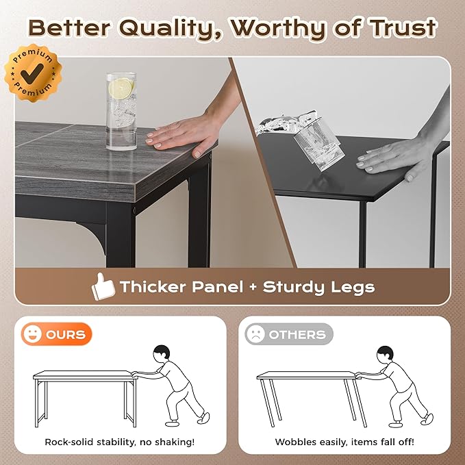 Huuger 63 x 24 inch Desk with Power Outlets & USB-C, Deeper & Thicker Desktop, Robust Metal Tubes, Computer Desk, Heavy Duty Office Desk, Work Gaming Desk, for Home Office, Grey