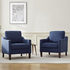 VKNOW Mid Century Modern Accent Chair, Upholstered Living Room Chairs Armchair for Bedroom, Comfy Reading Accent Chairs with Wood Legs for Living Room, Navy Blue