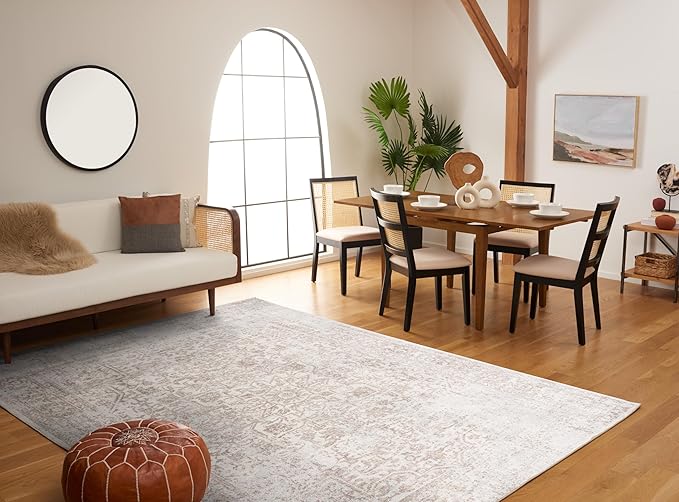 SAFAVIEH Evoke Collection Accent Rug - 2'2" x 5', Ivory & Taupe, Distressed Design, Non-Shedding & Easy to Clean, Ideal for Front Door, Kitchen, Entryway, Accent Space (EVK256E)