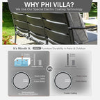 PHI VILLA 5 Piece Patio Furniture Set with 28" Firepit Table, 4 Outdoor 5.75" Cushioned Metal Frame Swivel Sofa Chairs & 28" Gas Firepit Table, Outside Furniture Set for Lawn Garden(Grey)