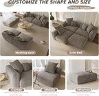 Oversized Modular Sectional Sofa with Ottomans,5 Seater Corduroy V Shaped Reversible Corner Couch,141.73" Convertible Sofa & Couch Free Combination for Living Rooom,Brown
