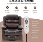 Oversized Recliner Chairs for Adults, 360° Swivel Rocking Recliner with Heat and Massage Lazy Boy Recliner,Recliner Chairs Single Sofa Seat with Cup Holders (Darkbrown, Regular)