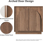 WIN2WIN Fluted Sideboard Buffet Cabinet with Storage, 31.5" Mid Century Modern Accent Cabinet with Double-Layered Arch Door, Small Wood Console Credenza for Dining Living Room Entryway Hallway, Walnut