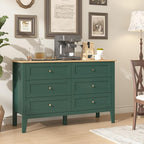 6 Drawers Green Dresser for Bedroom, 47" Wide Wood Modern Chest of Drawers, Shaker Style, Modular Dresser TV Stand for Bedroom, Living Room, Hallway (Green)
