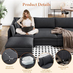 Vesgantti 143" L Shaped Modular Sectional Sofa, Comfy Corduroy Upholstered Modular Sectional Couches for Living Room, Modern Cloud Couch with Ottoman Deep Seat, Dark Grey
