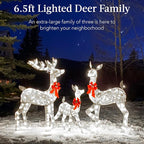 Best Choice Products 3-Piece Large Lighted Christmas Deer Family Set 6.5ft Outdoor Yard Decoration with 385 LED Lights, Stakes, Zip Ties - White