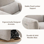 CHITA Power Nursery Rocking Chair, Swivel Glider Recliner Chair with Solid Wood Base, Bulit-in USB & Type-C Charging Ports for Living Room, FSC Certified, Taupe