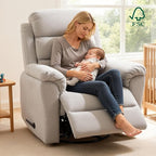 FLEXISPOT XRC6 Nursery Swivel Rocker Recliner with Massage & Heat, Rocking Glider Chair w/ 28" High Back, Comfy Upholstered Armchair for Living Room Nursery, FSC Certified(Ribbed Chenille, Light Grey)