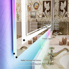 84x32 Inch LED Bathroom Mirror with Lights, Color Changing RGB Backlit Mirror,Large Lighted Vanity Mirrors for Bathroom Wall, Dimmable, Anti-Fog (RGB Backlit+Front-Lit)
