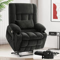 Power Lift Recliner Chair for Adults Oversized Infinite Position Lift Chair for Elderly W/Massage & Heat, Lay Flat Recliner, One-Touch Reset, Cup Holders, Lumbar Pillow, Fabric (Premium, Light Grey)