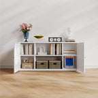 Metal Farmhouse TV Stand for 65 Inch TV, Entertainment Center with Storage Cabinets and 2 Barn Doors, Media TV Console Table for Living Room (White, 27.5" H-TV Stand)