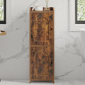 Bathroom Storage Cabinet, Corner Floor Cabinet with 2 Doors and Adjustable Shelf, Narrow Toilet Paper Cabinets, Bathroom Organizer for Small Spaces, 7.9" D x 9.8" W x 29.5" H Rustic Brown