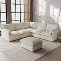 Cloud Sectional Couches for Living Room,High Backrest Down Filled Spill & Stain-Resistant Cloud Couch,6 Seater Oversized Modular V-Shaped Sofas,Removable Washable Cushion Covers,Cream White