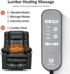 MCombo Dual Motor Large Power Lift Recliner Chair for Elderly, Lay Flat Lift Chair with Heat and Massage, Big Lift Recliner for Tall People, Faux Leather 7896 (Black, Large)