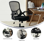 Flash Furniture Porter High Back Black Mesh Ergonomic Swivel Office Chair with Black Frame and Flip-up Arms