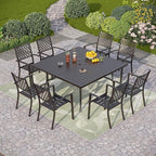 PHI VILLA Outdoor Dining Chairs Set of 2, Stackable Black Metal Wrought Iron Chairs, All Weather Dining Furniture for Patio, Deck, Proch, Backyard