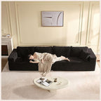 138" Modular Sofa Memory Foam Sectional Couches for Living Room, Sleeper Sofa Bed, Corduroy, Black
