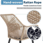 JOIVI 5 Pieces Outdoor Patio Dining Sets, Rattan Dining Chairs Set of 4 with Cushions, Outdoor Round Table with Tempered Glass Tabletop & 2.16”Umbrella Hole, Tan