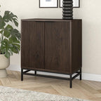 Henn&Hart 28" Fluted Wooden Accent Cabinet, Modern Ribbed Sideboard Buffet Cabinet with 2 Doors and an Adjustable Shelf for Living Room, Dining Room, Bedroom or Entryway, Alder Brown