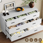 Dresser for Bedroom with 7-Drawer, 47.2" Wide Modern Chest of Drawers with Metal Handles, X-Shape Base & Adjustable Center Leg, Anti-Tip Closet Organizers and Storage