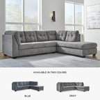 Signature Design by Ashley Marleton Contemporary Right-Arm Facing Tufted 2-Piece Sleeper Sectional with Chaise, Loose Seat Cushions and Bi-Fold Memory Foam Mattress, Full, Light Gray