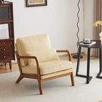 VINGLI Upgraded Premium Corduroy Accent Chairs Set of 2,Upholstered Arm Chair,Solid Wood Comfy Reading Chair with Lumbar Pillow, Mid Century Modern Chairs for Living Room,Bedroom,Dark Beige
