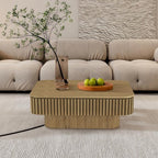 Lift Top Coffee Table for Living Room, Fluted Coffee Tables with Storage, Solid Wood Veneered Modern Accent Tea Center Table for Small Space Apartment (Natural-38.6''D×26.8''H)