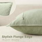 Foindtower Pack of 2, Decorative Linen Solid Throw Pillow Covers Soft Accent Cushion Case Boho Farmhouse Pillowcase for Chair Couch Sofa Bedroom Living Room Home Decor 16 x 16 Inch Light Sage Green