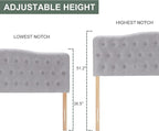 Upholstered Twin Headboard, Button Diamond Tufted Headboards with Adjustable Height and Solid Wood Leg, Linen Fabric Padded Headboard for Twin Size Bed, Mordern Head Board, Grey