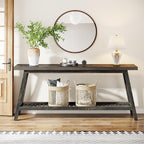 Tribesigns Farmhouse Console Entryway Table: 70.9 Inches Extra Long Console Table for Entryway, 2-Tier Narrow Wood Foyer Sofa Couch Table for Hallway, Entrance, Living Room, Dark Brown