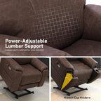 EONIX Triple Motor Lay Flat Power Lift Recliner Chair for Elderly, 400lbs Large Electirc Lift Chair for Living Room, Independent Adjustable Lumbar, Extended Footrest, Hidden Cup Holders, Dark Brown