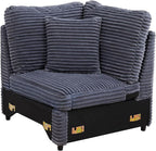Modern Corner Sofa Seat with 2 Pillows for Modular Sectional Couch for Living Room-Blue Grey