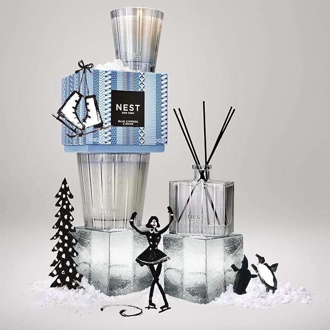 NEST New York Scented Classic Candle, Blue Cypress & Snow - 8.1 oz - Up to 60-Hour Burn Time - Reusable Glass Vessel