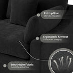 Modular Cloud Sofa, 192" Cloud Sectional Couches with Deep Seat,Down Filled Linen U-Shape 8-Seater Couch with Ottoman for Living Room, Washable Cover, Wide Armrest in Black