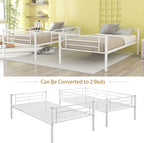 Merax Metal Bunk Bed, Bunk Bed with Ladder and high Guardrail, Able to Split, Under Bed Storage Space, Noise Free, Twin Over Twin Size, White