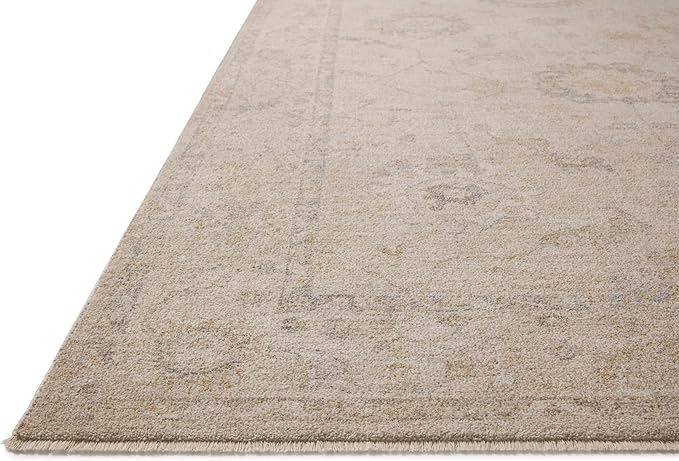 Loloi Chris Loves Julia Louisa Collection LOI-02 Oatmeal/Slate 9'-6" x 13'-1", .38" Pile Height, Area Rug