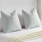 FUTEI Light Grey Chenille Decorative Throw Pillow Covers 18x18 Inch Set of 2,Soft Cozy Striped Geometric Patterns Cushion Case,Modern Home Decor for Couch Bed Living Room