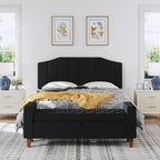 Velvet Queen Size Headboard, Upholstered Headboard Queen/Full Size Wall Mount and Bed Frame Mount, Featuring High-Density Sponge Padding Luxury Texture Easy Assembly Comfort Style-Black