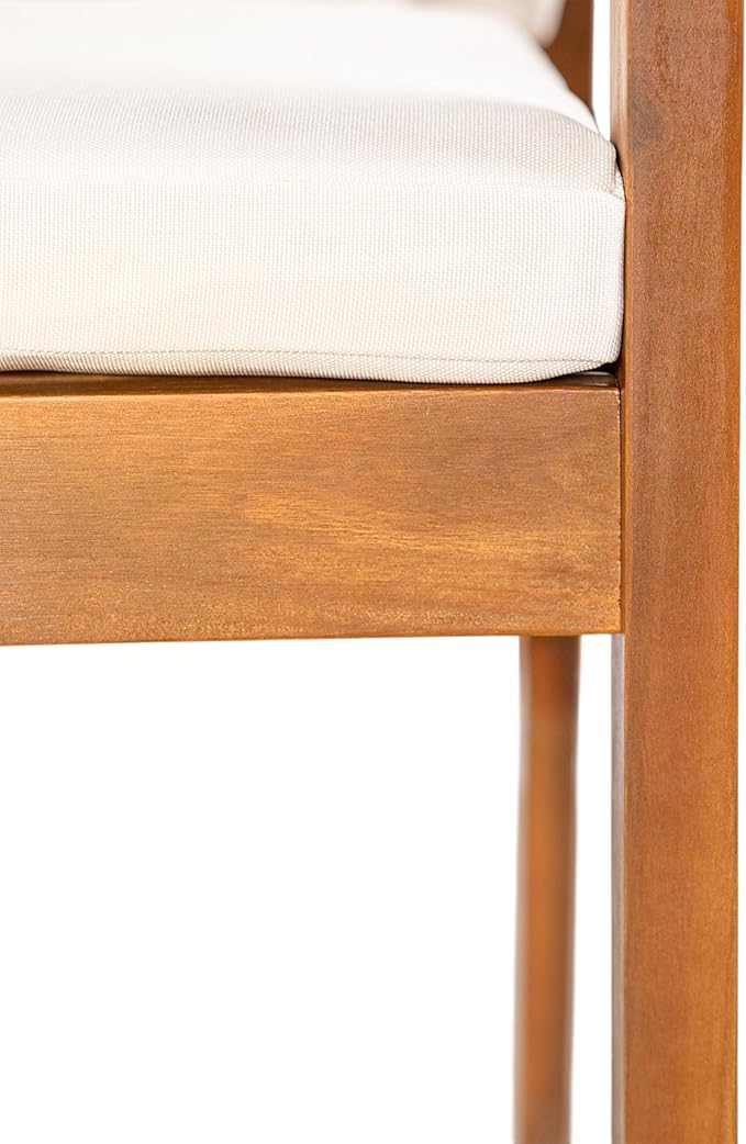 Christopher Knight Home Lucid Set of 2 Outdoor Dining Chair, Acacia Wood Frame Dining Chairs, Accent Chair Set with Comfortable Cushions, Patio Armchair for Backyard Poolside Garden, Natural + Beige