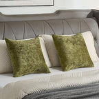 FUTEI Moss Green Flannel Throw Pillow Covers 12x20 Inch Set of 2,Soft Dimensional Textured Lumbar Pillow Cases,Modern Home Decor for Couch Living Room