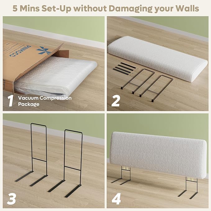 4.7" Upholstered Headboard for Full Size Bed, Height Adjustable and Ergonomic Headboard, Easy Assemble, Sturdy and Durable, Teddy Velvet, Beige