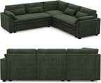Belffin Large Modular Sectional Sofa with Double 61" Loveseat, Corduroy Corner Couch with 9" Soft Dual-Layer Seats Cushion for Living Room, Apartment, Small Sapce, Green