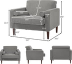 Oversized Accent Chair Set of 2, Corduroy Fabric Mid Century Modern Armchair with Large Seat for Living Room Bedroom Reading