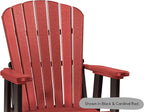 DutchCrafters Slat Fan Back Poly Adirondack Swivel Glider Outdoor Patio Chair (White & Cedar)