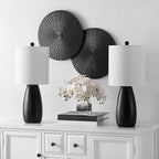 SAFAVIEH Lighting Collection Arlia Modern Black 24-inch Bedroom Living Room Home Office Desk Nightstand Table Lamp Set of 2 (LED Bulbs Included)